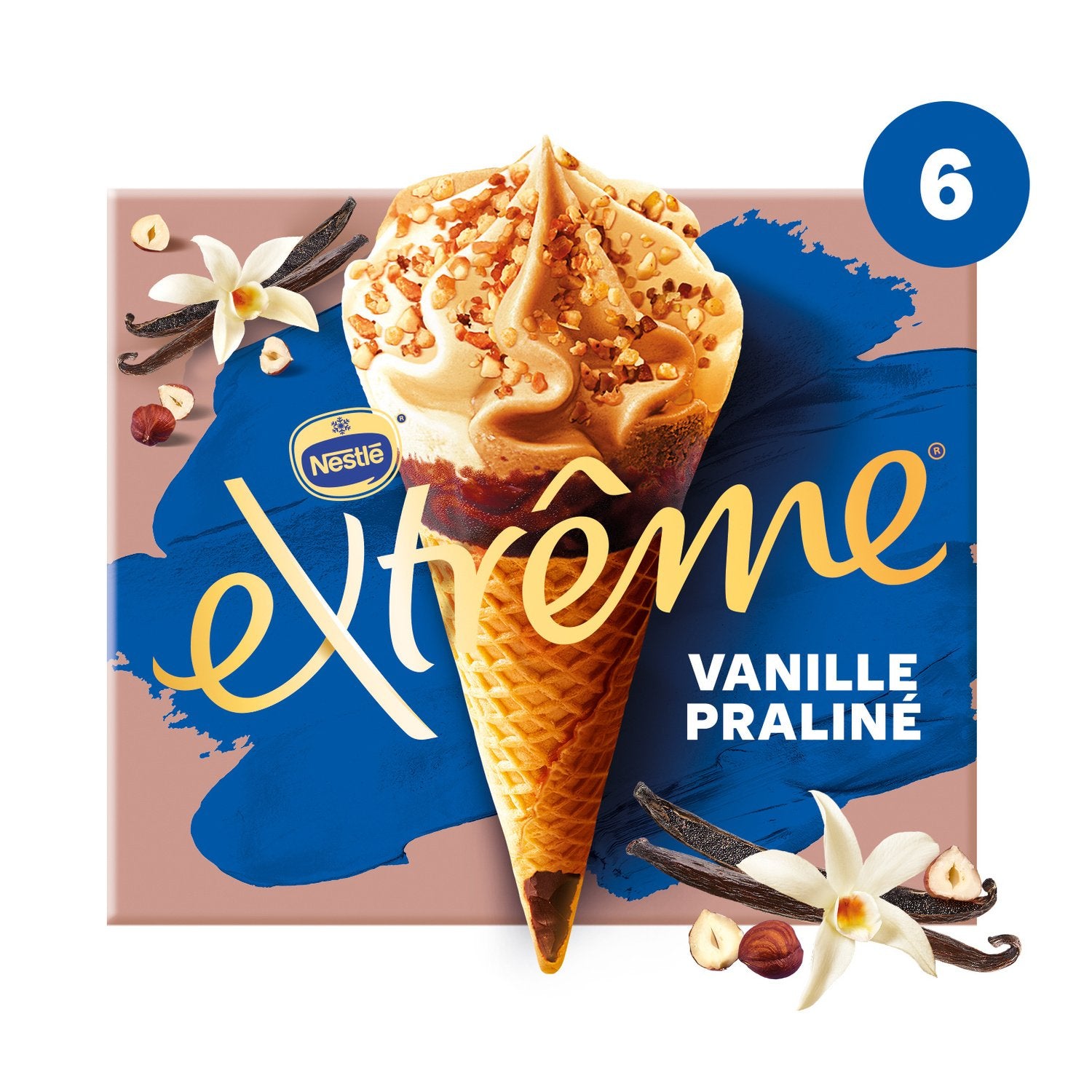 FROZEN - NESTLÉ Ice Cream Extrême Vanille Praliné x6 426g (6 pack).