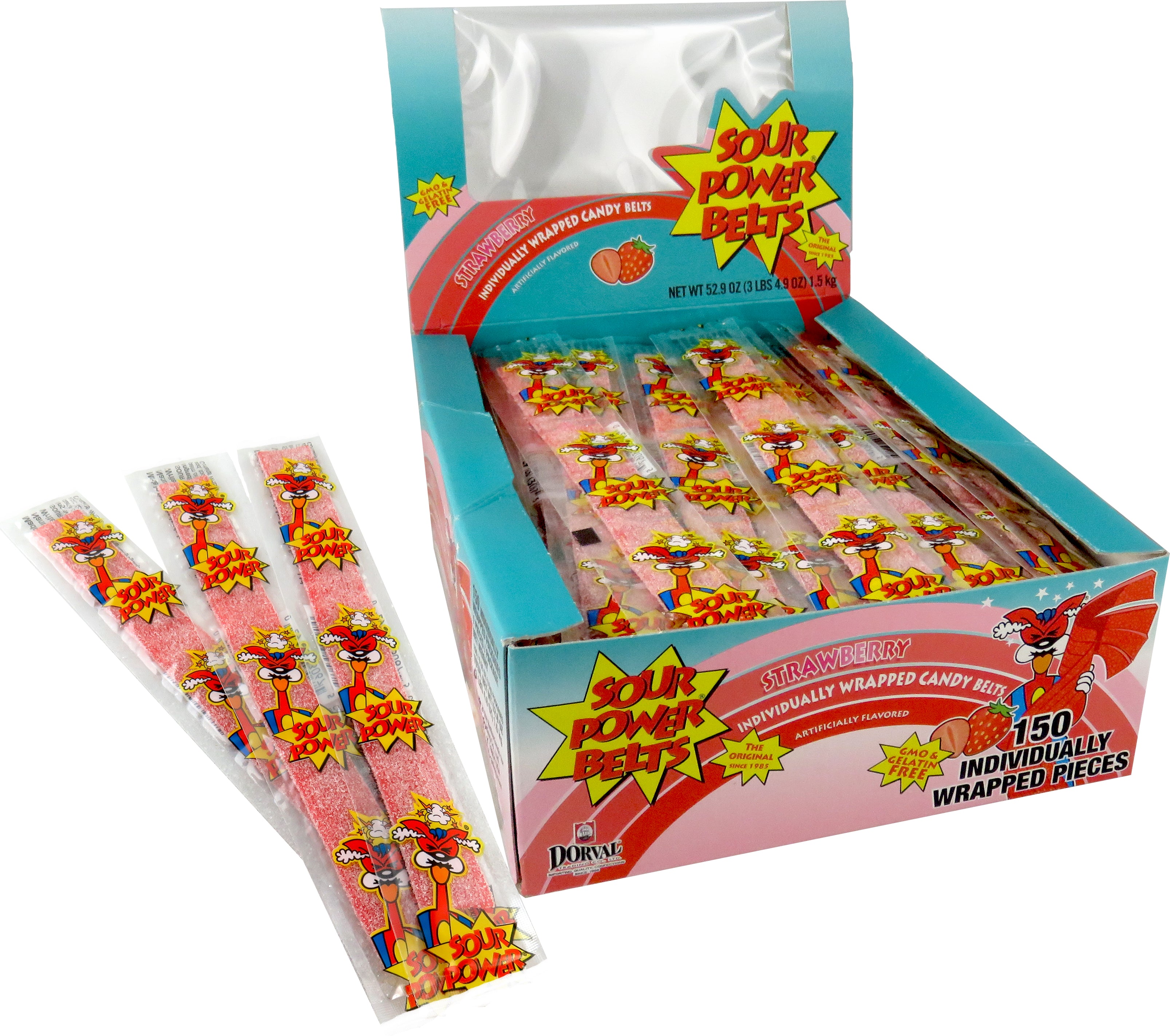 Dorval Sour Power Strawberry Straws 10 g (150 Pack)