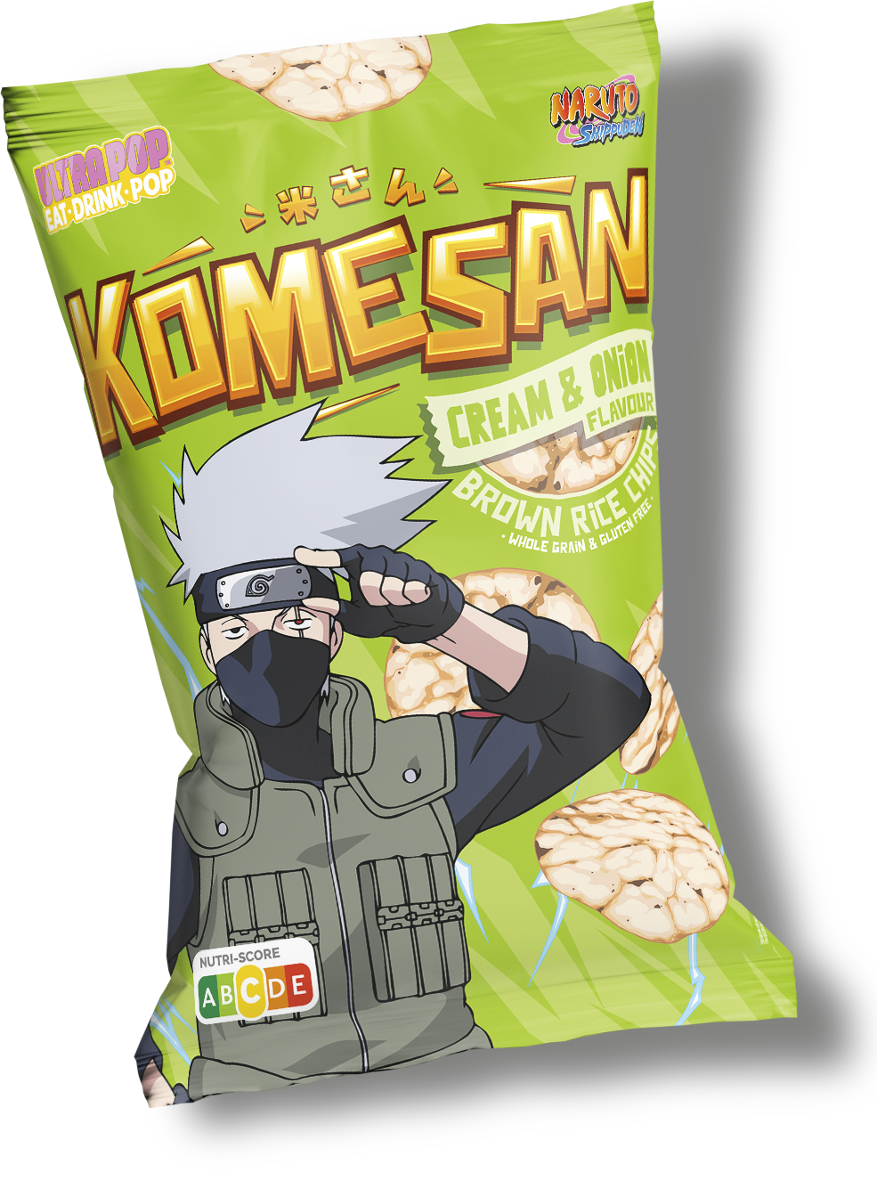 Naruto Kakashi Rice Chip Cream and Onion flavor 60g (24 pack) -