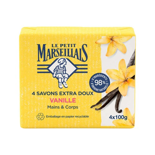 LE PETIT MARSEILLAIS 4 Savons Extra Doux Vanille 4x100g (12 Pack)