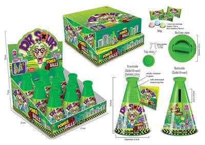 DR SOUR Power Balls Bottle Coin Bank 15g (9 Pack) -R21