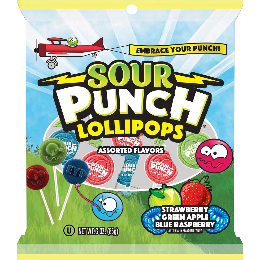 Adam & Brooks Sour Punch Lollipops 85 g (12 Pack)