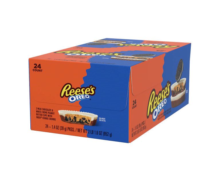 REESE'S Oreo Milk Chocolate & White Crème Peanut Butter Cups 39g (24 pack)