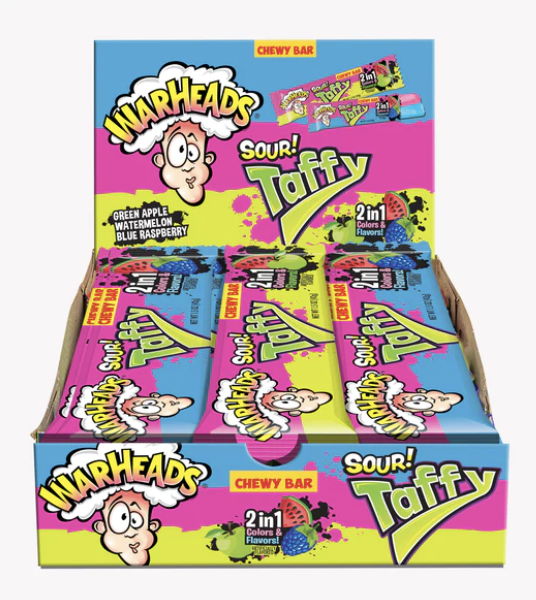Warheads 2-in-1 Taffy Bar 42 g (24 Pack) -
