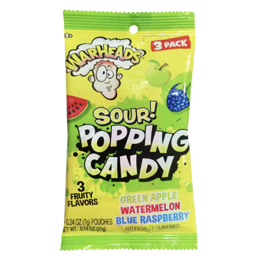 Warheads Sour Popping Candy 3-Pack 21 g (12 Pack) - CH33