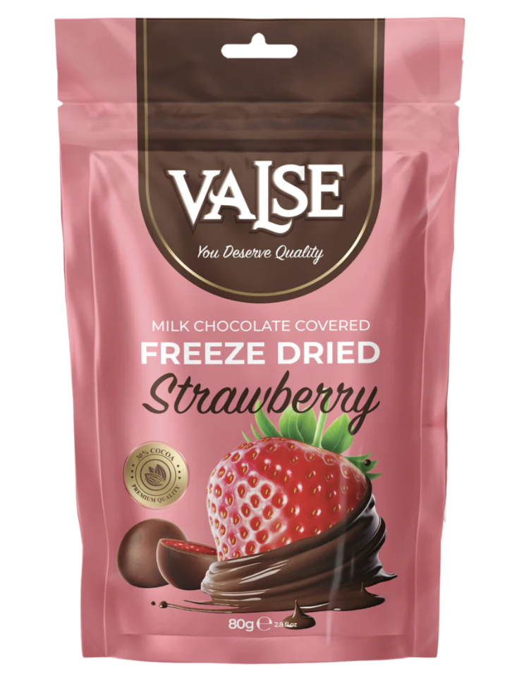 VALSE Strawberry Freeze Dried w Milk Chocolate Covered 80g (12 pack) - E2