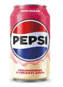 Pepsi Zero Sugar Strawberies 'N' Cream Flavour 33cl ( 24pack)  - A19   03/2026