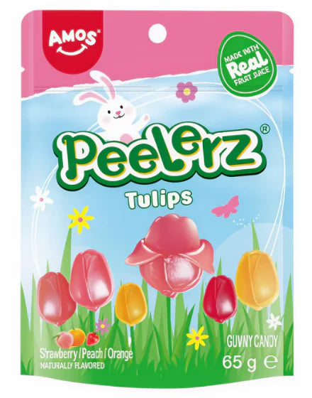AMOS Peelerz Gummy Tulips Easter 65g (24 pack) - L1 (MAX 3 PER CUSTOMER)