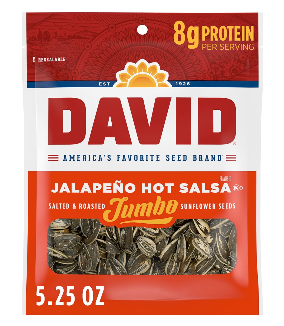 David Jumbo Jalapeno Hot Salsa Sunflower Seeds 149 g (12 Pack) - Z20