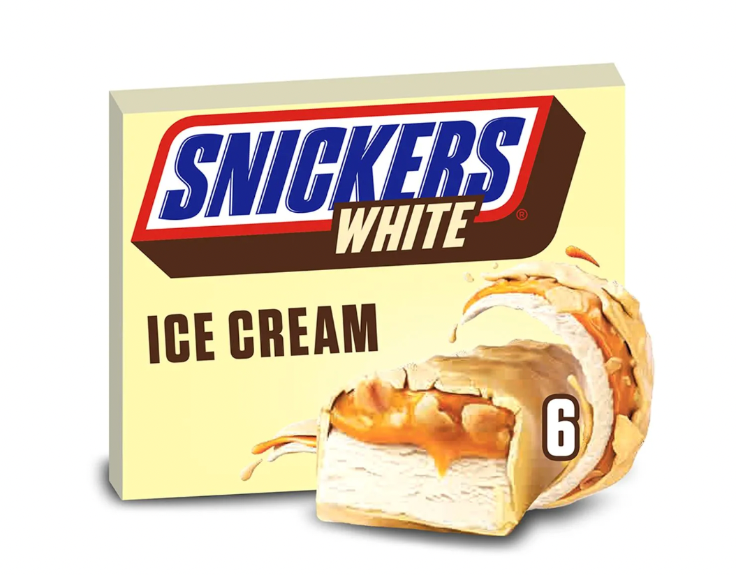 FROZEN - SNICKERS Ice Cream White Chocolate x6 240g (12 pack).