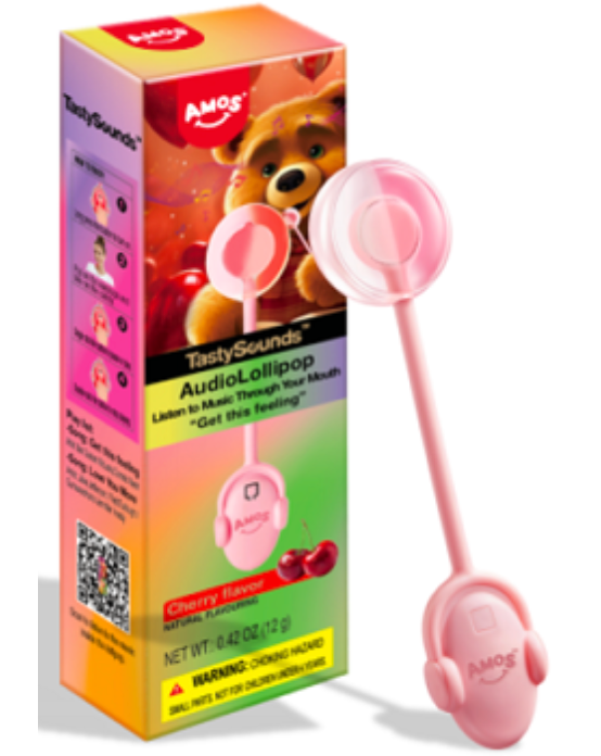 Amos Tastysounds Sweet Pop Lollipop Cherry (24 pack) - Z136