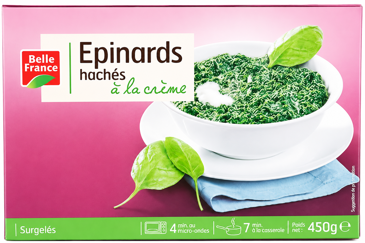 FROZEN - BELLE FRANCE Epinards Hachés à la Crème 450g (6 pack)