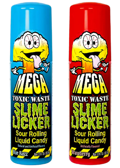 TOXIC WASTE MEGA Slim Licker 2.0 Blue Razz & Strawberry 90 ML (12 Pack) - H46