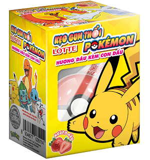 Lotte Pokemon Gum Blowing Strawberry Flavor With Stamp 3g (12 packs) - H74
