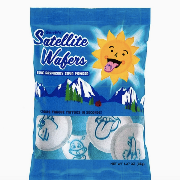 Gerrit's Blue Raspberry SATELLITE Wafers with Tongue Tattoo 36g (12 pack) -