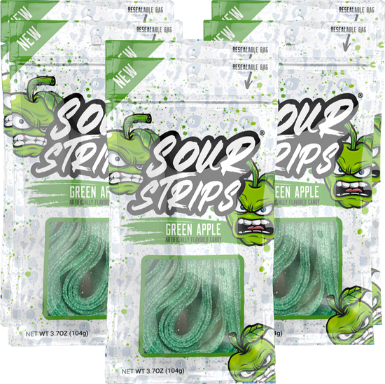 Sour Strips Green Apple 104g (12 Pack) - H89