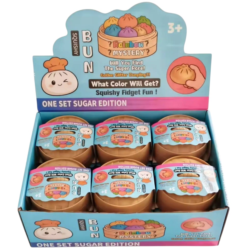 SQUISHY BUN - RAINBOW 8.5CM (12 pack)