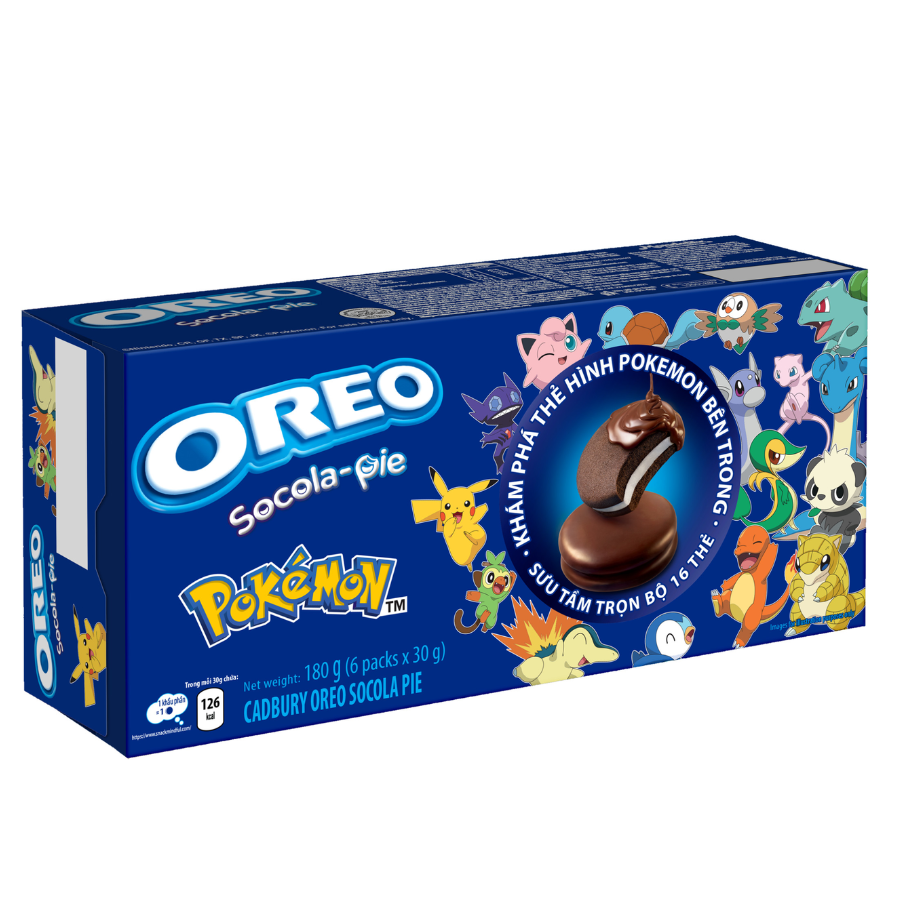 Oreo Cadbury Socola-Pie Pokemon Version 6x30G (180G)- Vietnam  (12 pack) -