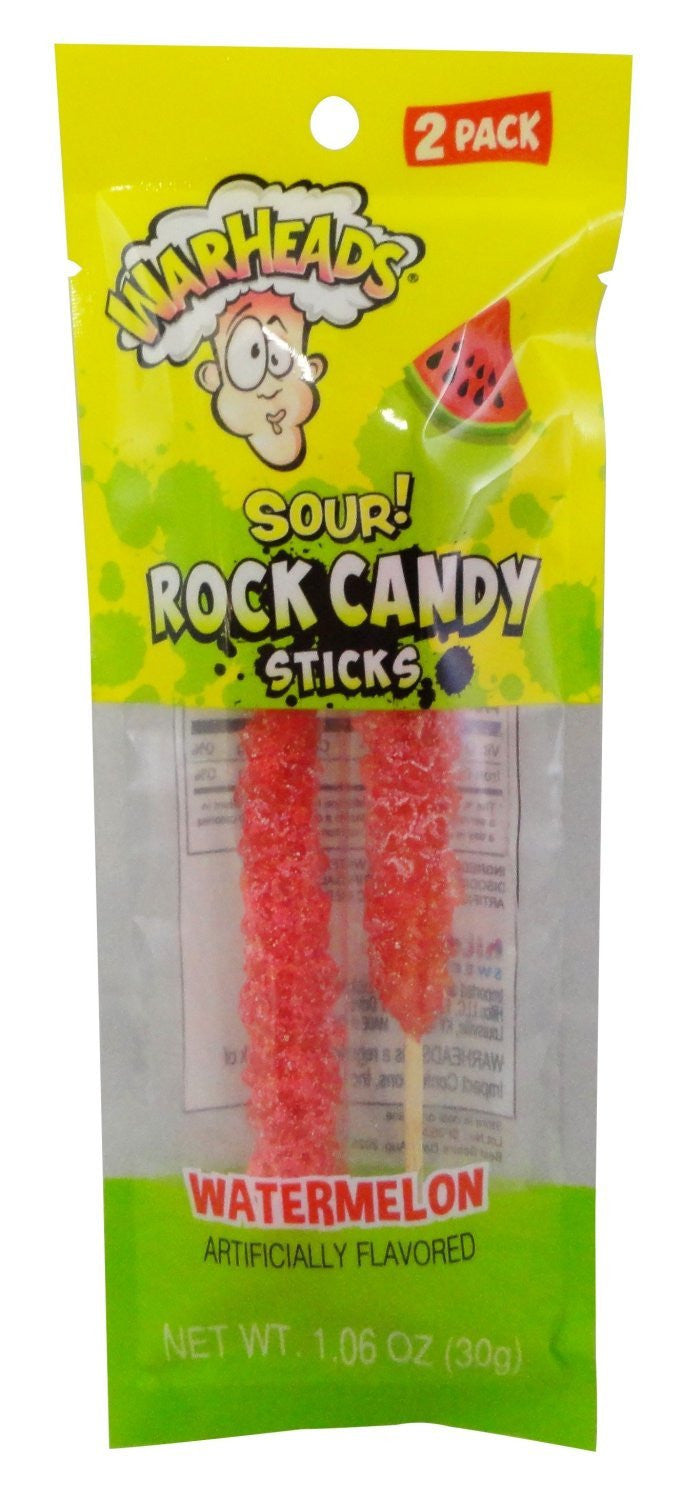 Warheads Sour ROCK Candy Sticks 2-Pack 30g (12 Pack) -
