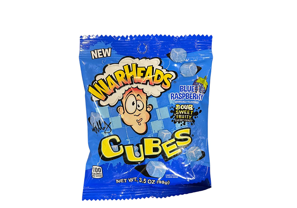 WARHEADS Value Peg Bags Blue Raspberry Cubes 100g (12 Pack) - R77