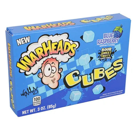 Warheads Theater Box Blue Raspberry Chewy Cubes 3oz (85g) (12 pack) - H30