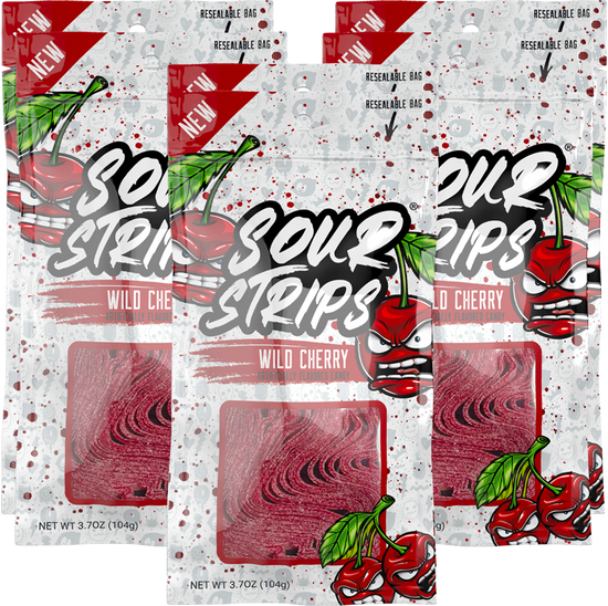Sour Strips Wild Cherry 104g (12 Pack) - H89