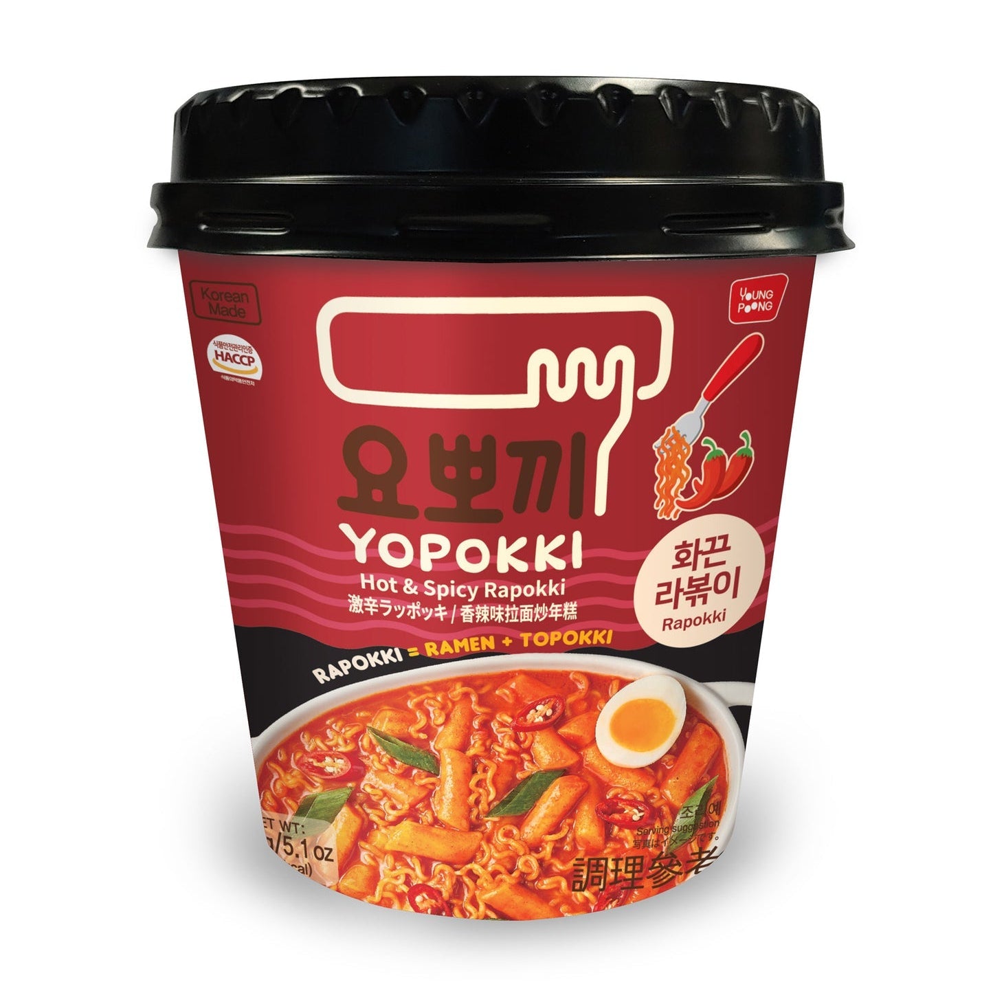 Yopokki Hot and Spicy Rapokki Cup 145g (16 Pack) - PL