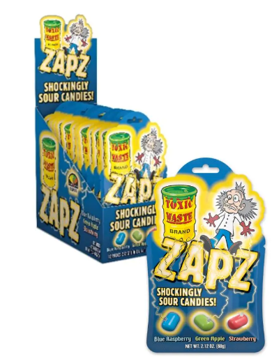 TOXIC WASTE Zapz assorted sour candies 60g (12 Pack) - Z14