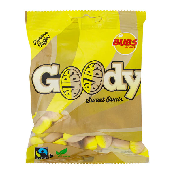 BUBS Goody Oval Banana & Toffee 90g (12 pack) - Vegan - D8