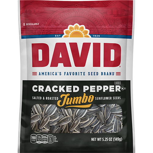 David Jumbo Cracked Pepper Sunflower Seeds 149 g (12 Pack) - G12