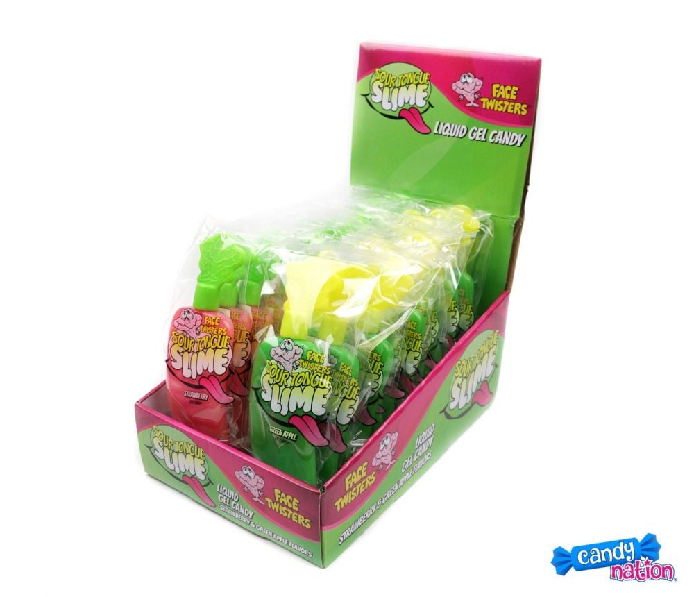 Face Twisters Sour Tongue Slime Strawberry and Apple 40g (24 pack) - D76