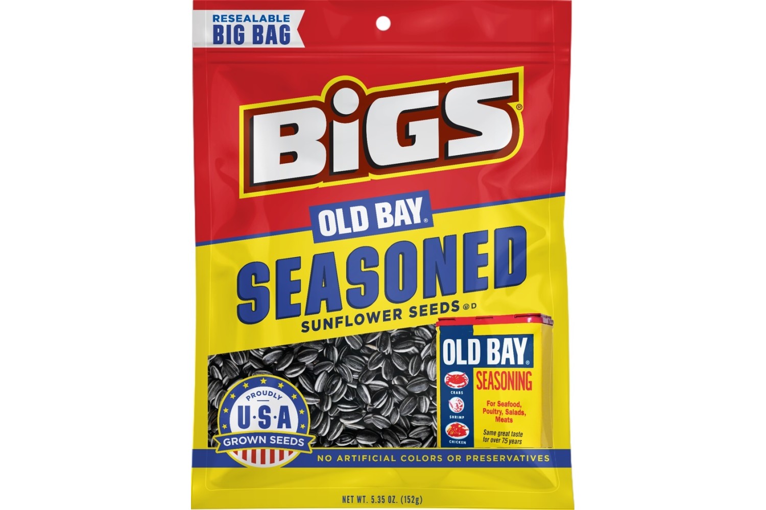 old bay sun flower seeds BIGS Old Bay Catch of The Day Seasoned Sunflower Seeds 152 g (12 Pack)