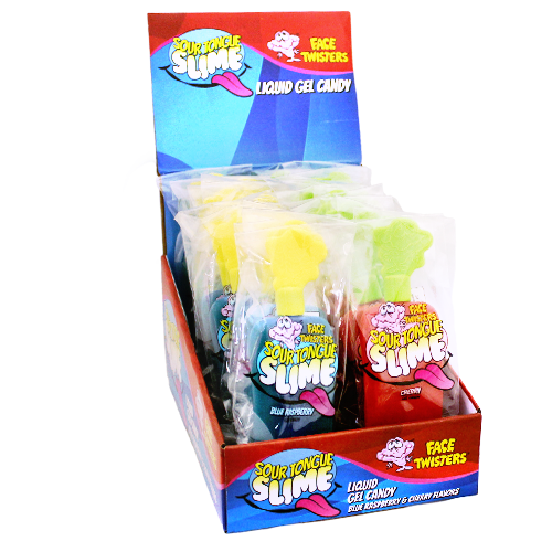 Face Twisters Sour Tongue Slime Blue Raspberry and Cherry 40g (24 pack) - R7 1125