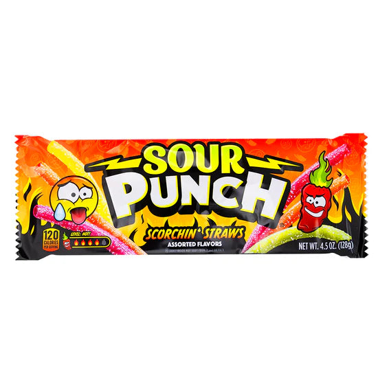 SOUR PUNCH King Scorchin' Straws 128g (12 Pack) -