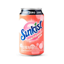 Sunkist Zero Peach Lemon Soda 355ml (24 Pack)