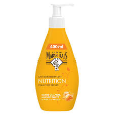 LE PETIT MARSEILLAIS Lait Soin Hydratant Nutrition Beurre De Karité, Amande Douce & Huile D’Argan 400ml (12 Pack)