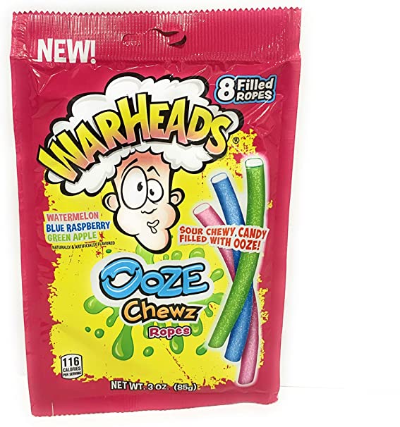 WARHEADS Ooze Chewz Ropes Bag 85g (12 Pack) -R87