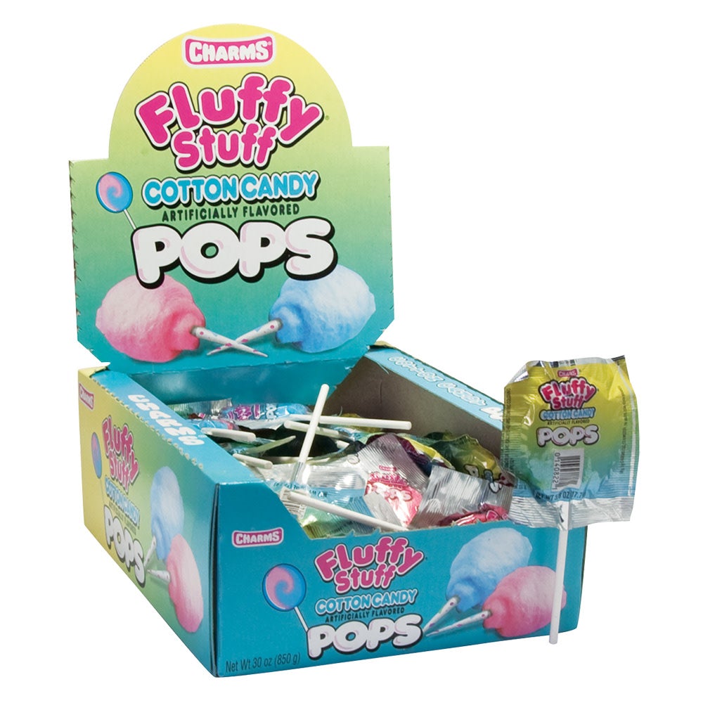 CHARMS Fluffy Stuff Cotton Candy Lollipop 18 g (48 Pack) - R76