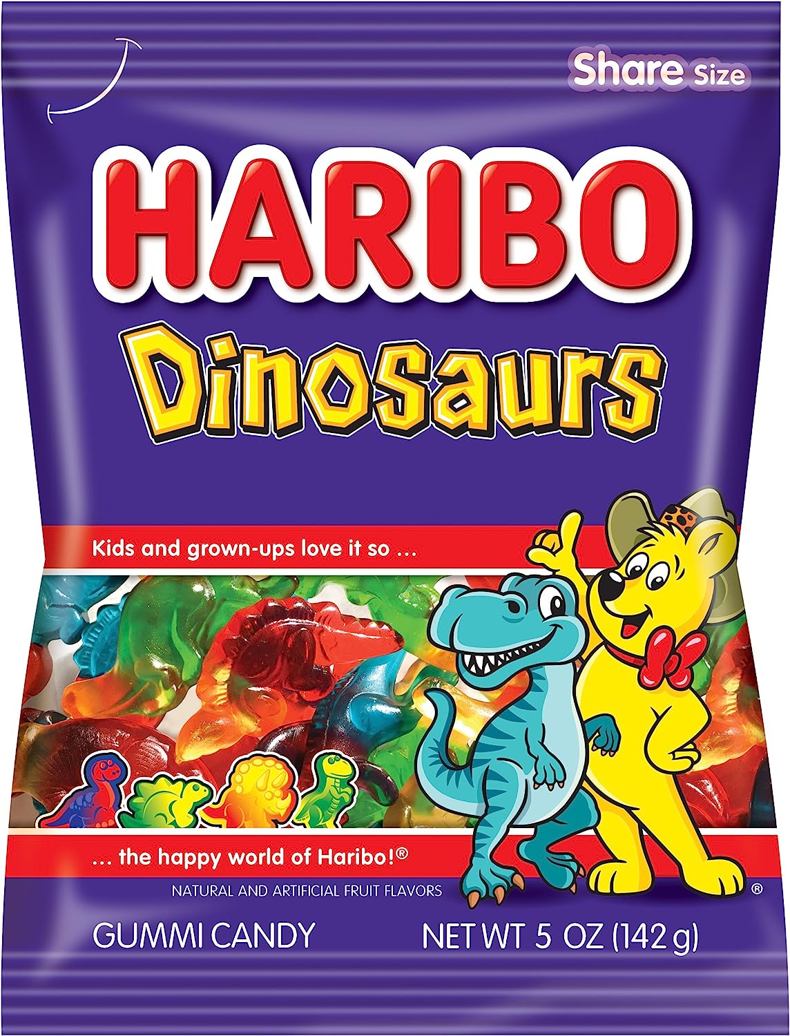 Haribo Dinosaurs Candy Peg Bag 142 g (12 Pack) -