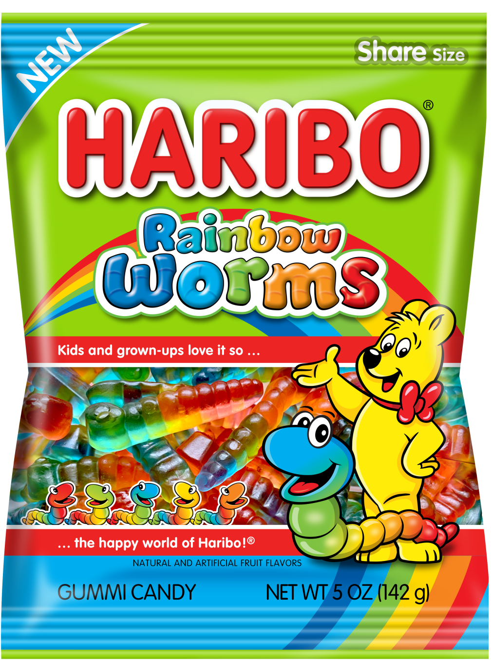 Haribo Rainbow Worms Candy Peg Bag 142 g (12 Pack)  - H3