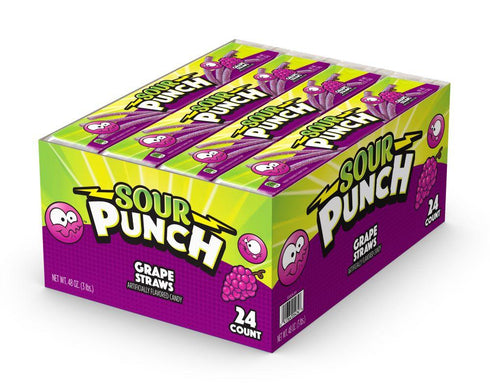SOUR PUNCH Grape Straws 57 g (24 Pack) - R32