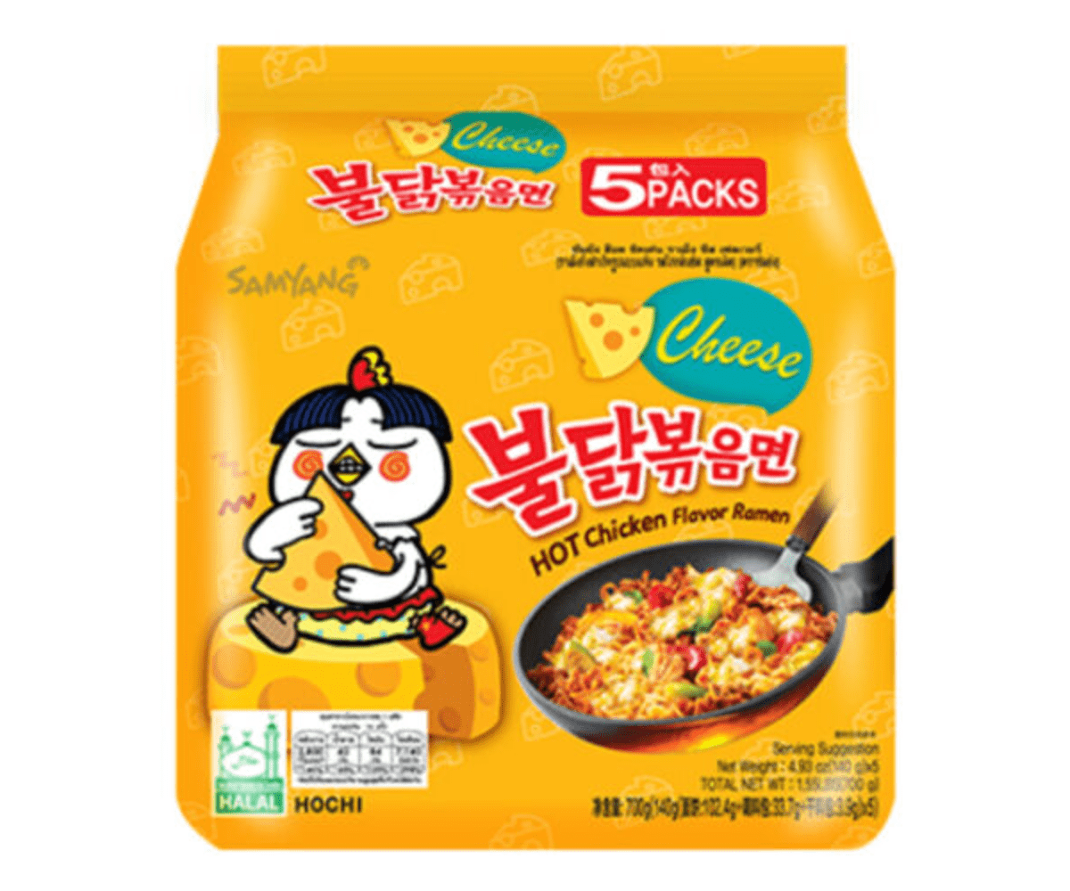 SAMYANG Buldak Hot Chicken CHEESE Ramen Soup 140g x5 (8 pack) - B13