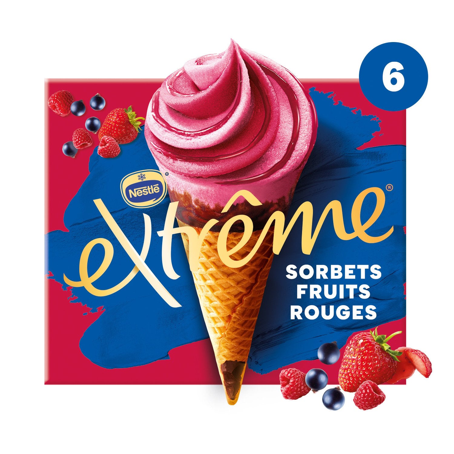FROZEN - NESTLÉ Ice Cream Extrême Sorbets Fruits Rouges x6 438g (6 pack).