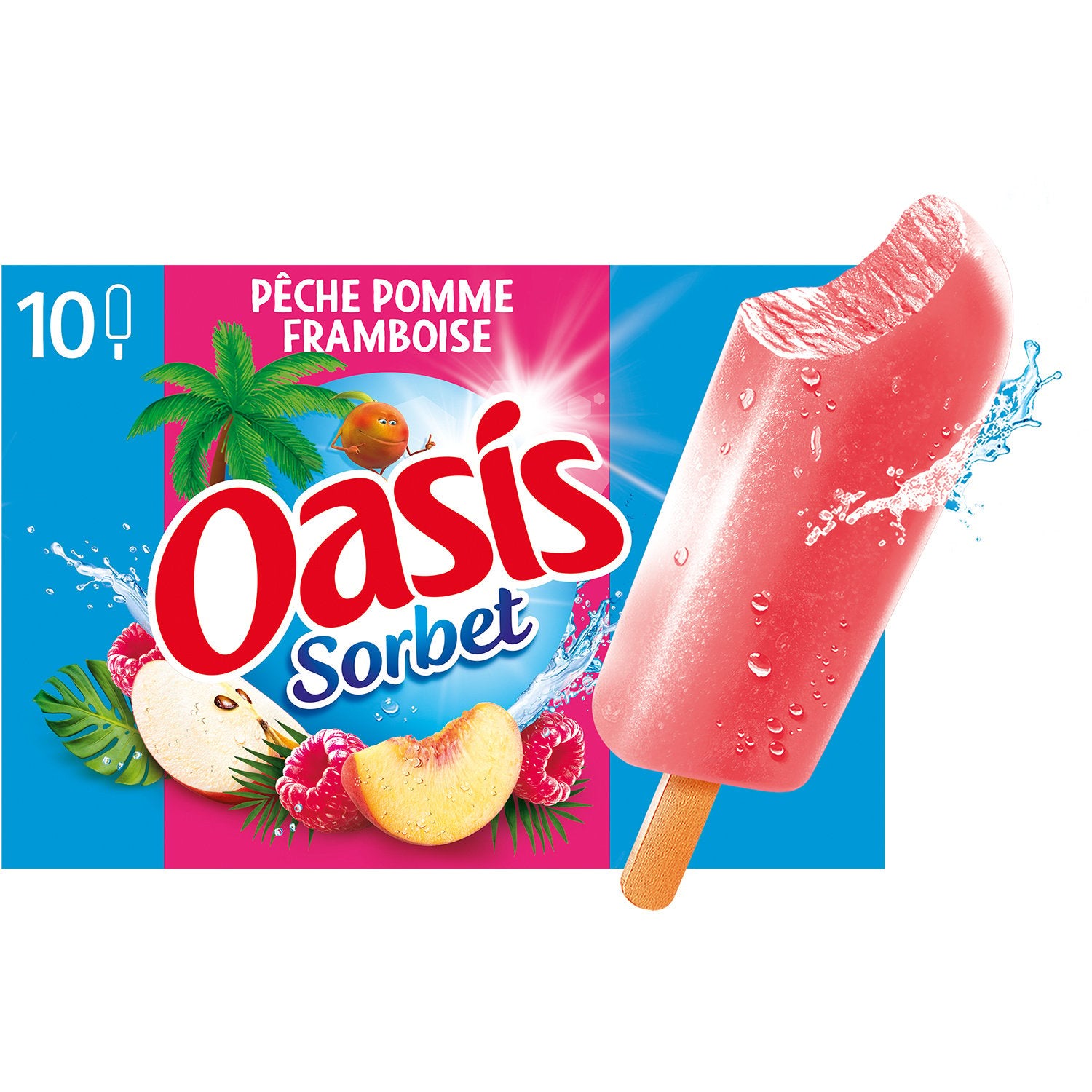 FROZEN - OASIS Ice Cream Peach, Apple & Raspberry Sorbet x10 400g (10 pack)