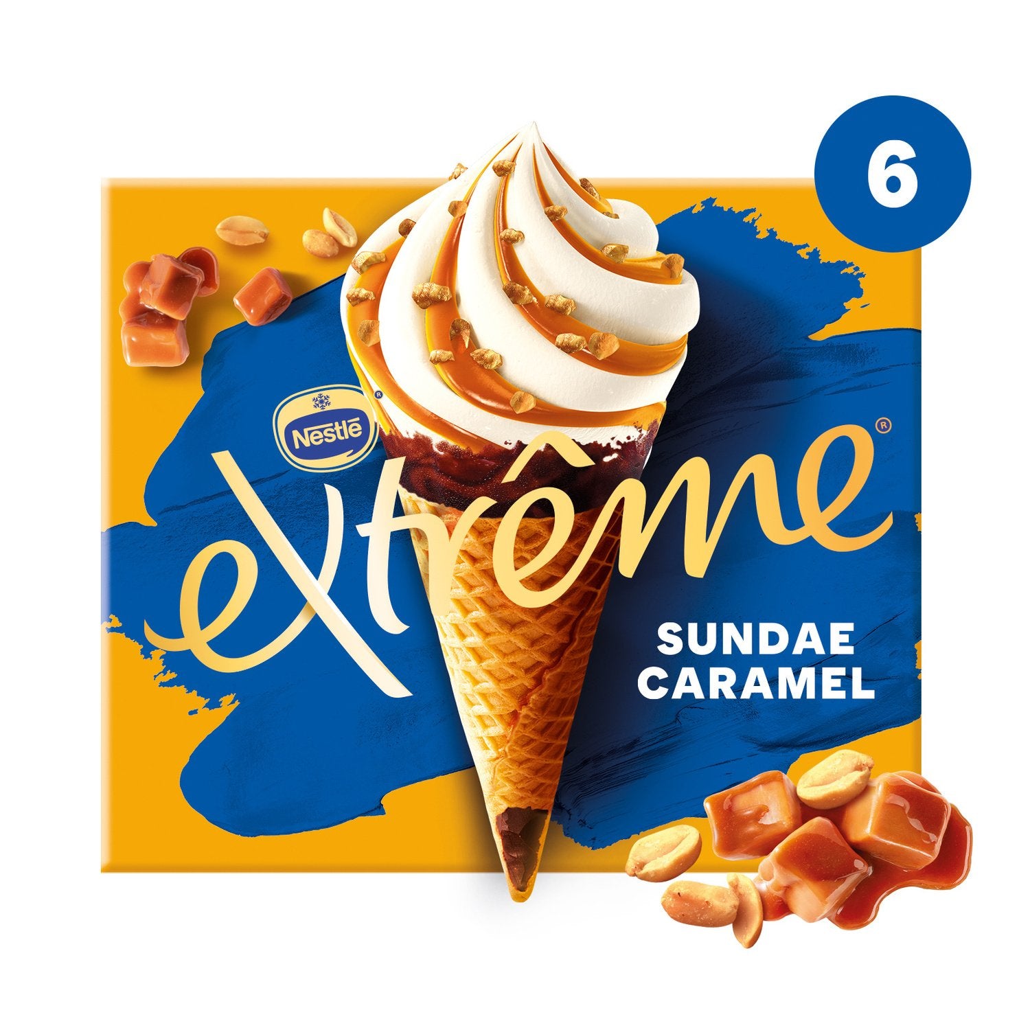 FROZEN - NESTLÉ Ice Cream Extrême Sundae Caramel x6 438g (6 pack).