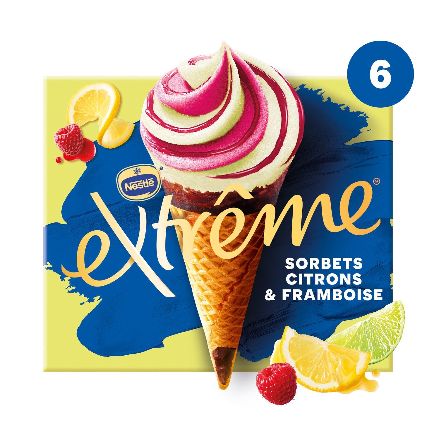 FROZEN - NESTLÉ Ice Cream Extrême Sorbets Citron Framboise x6 426g (6 pack).