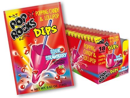 POP ROCKS Dips Sour Strawberry 18g (18 Pack) D20