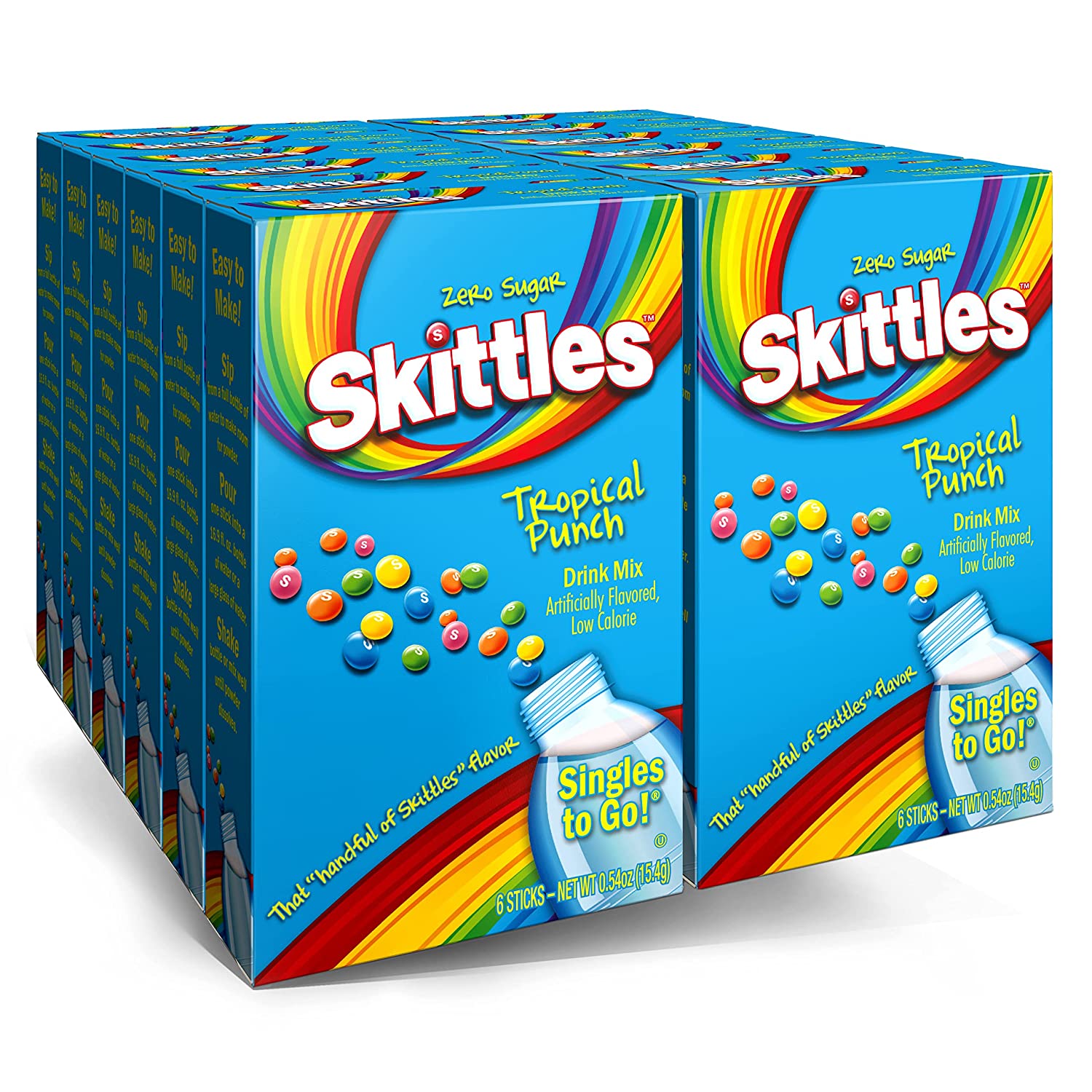 Skittles Rainbow Singles To Go Tropical Punch 6 stick (12 Pack)