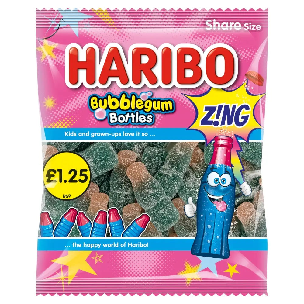 HARIBO Bubblegum Bottles Z!ng 140g (12 pack) -