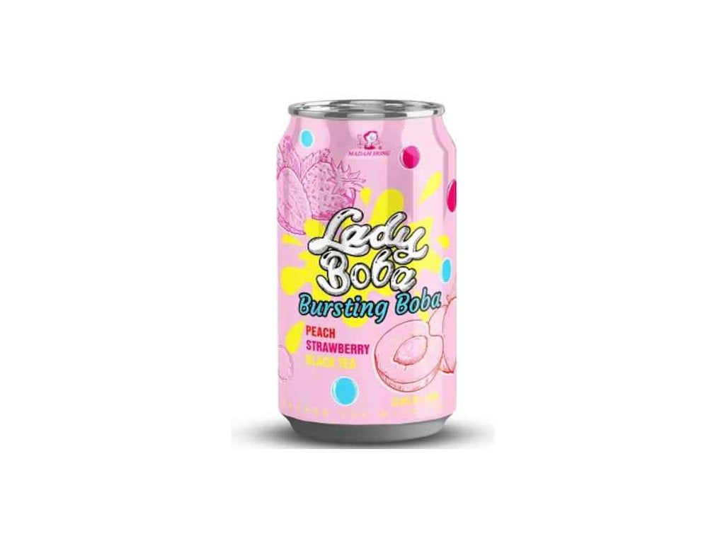 MADAM HONG Lady Boba Peach + Strawberry Bubble Tea	320ml (24 pack) - D0 - +